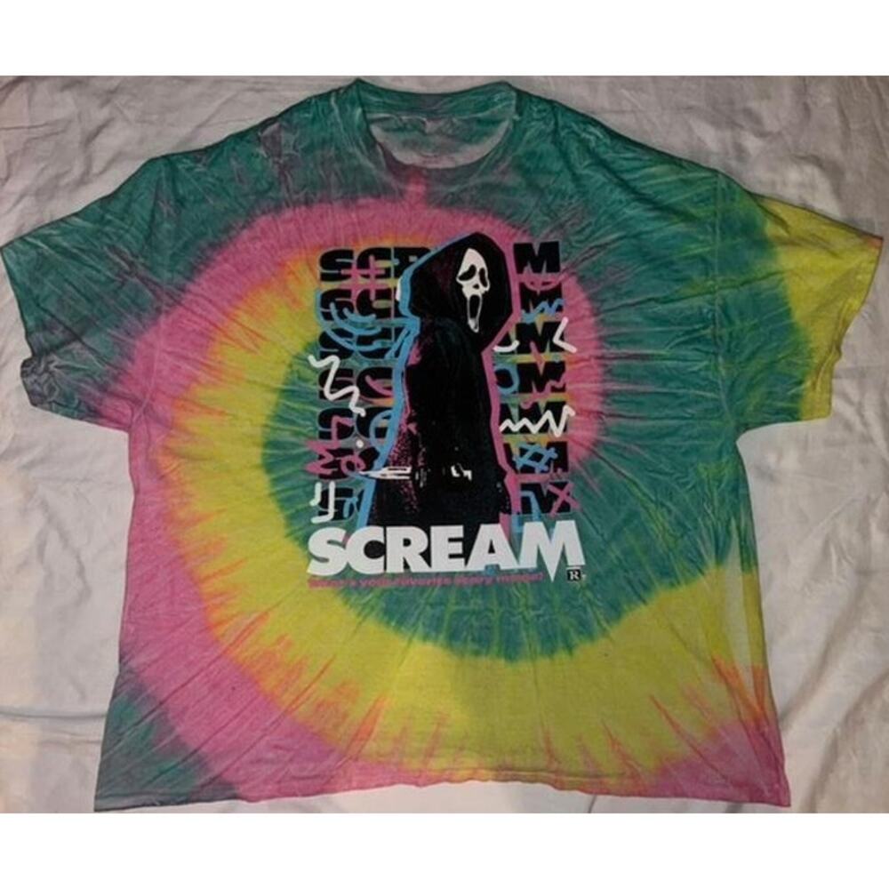 Studiohouse Designs SCREAM GHOSTFACE Rainbow Tie-Dye Men's T-Shirt Size 3XL